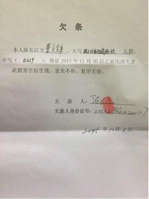 欠条照片,揭秘债务纠纷背后的真相